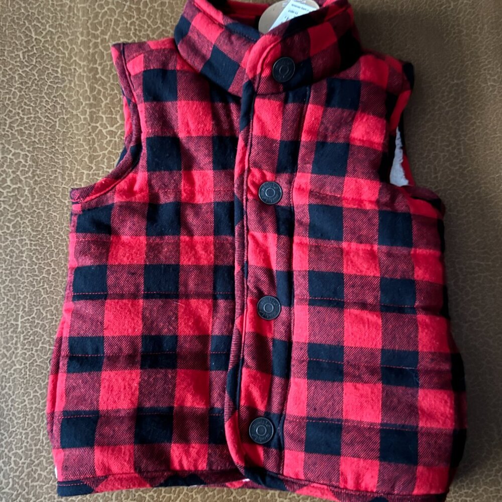 Mudpie baby vest - buffalo check - Small 12 - 18 month NWT - Picture 1 of 3